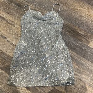 Silver sparkle scoop neck dress